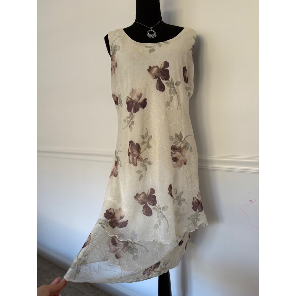 Vtg 90s Whimsigoth Dark Floral Layered slip Dress Size L Ethereal Fairycore - Picture 2 of 12